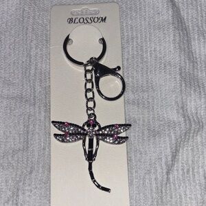 Dragonfly Keychain/Bag Charm with Pink/Black/Silver Accents